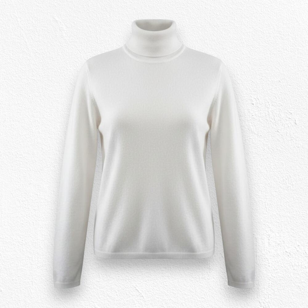 Y2K Charter Club Soft Ivory White Cashmere Turtleneck Knit Sweater Size Large